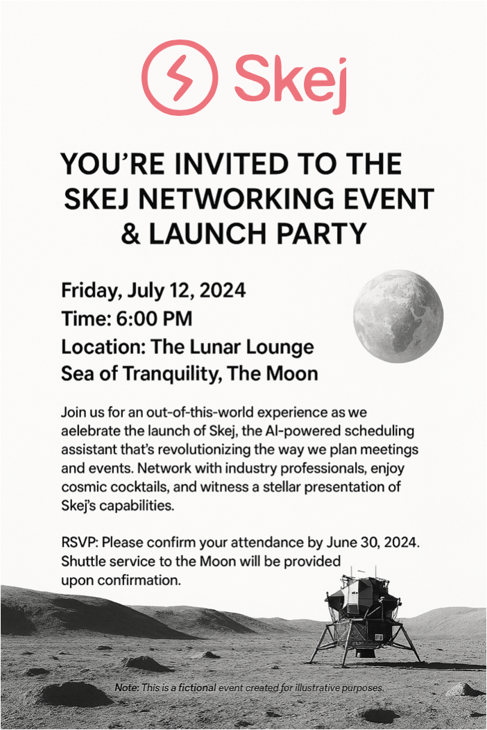 Example of forwarding an event screenshot to Skej and asking it to add the event to your calendar.