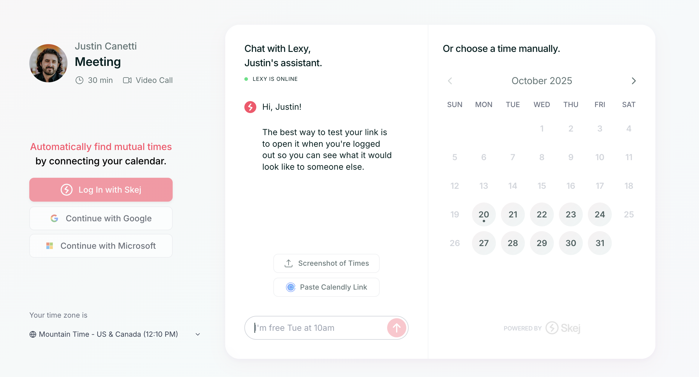 Multiple booking links configured for different meeting types.