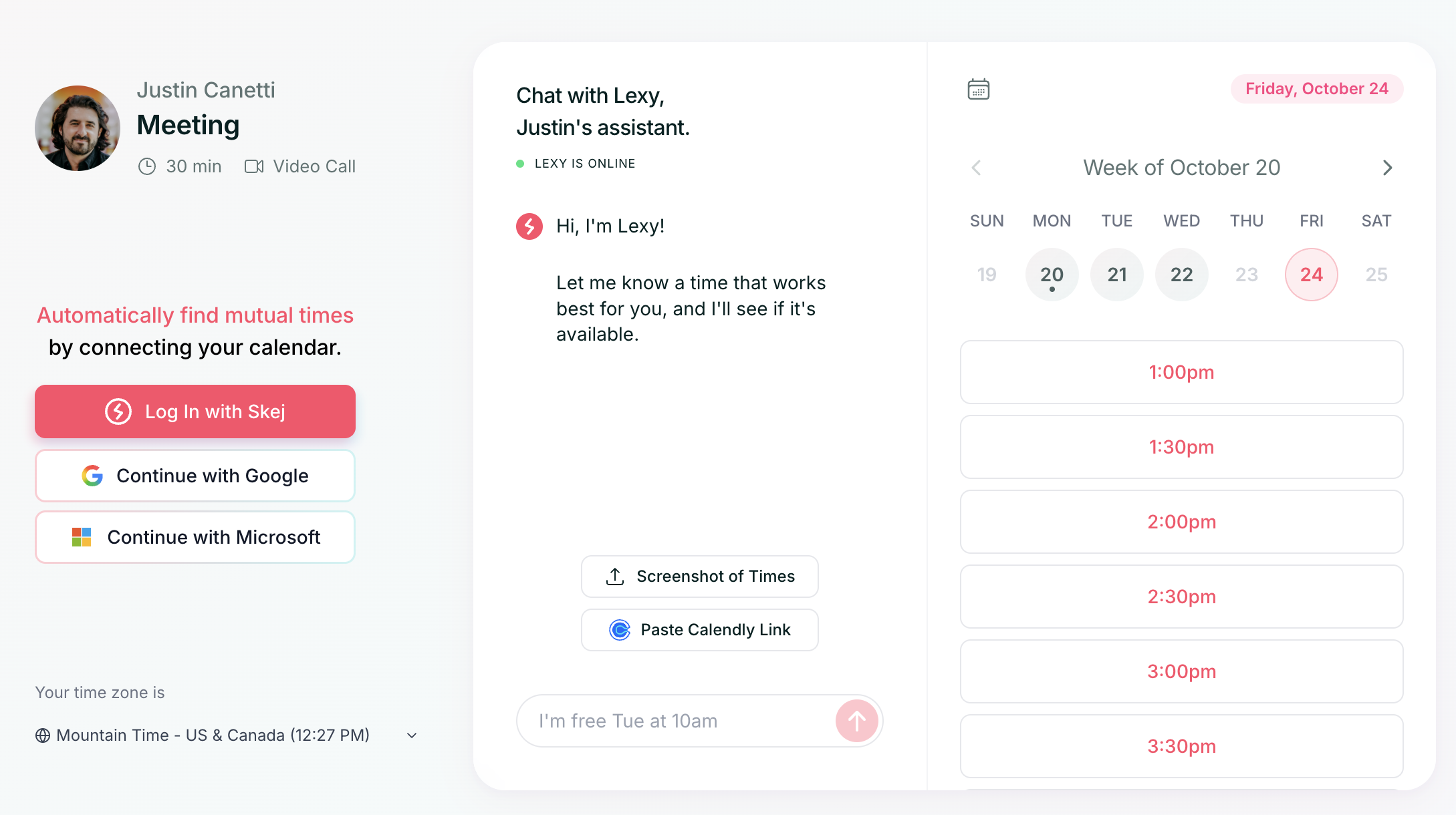 Example of a booking link page.
