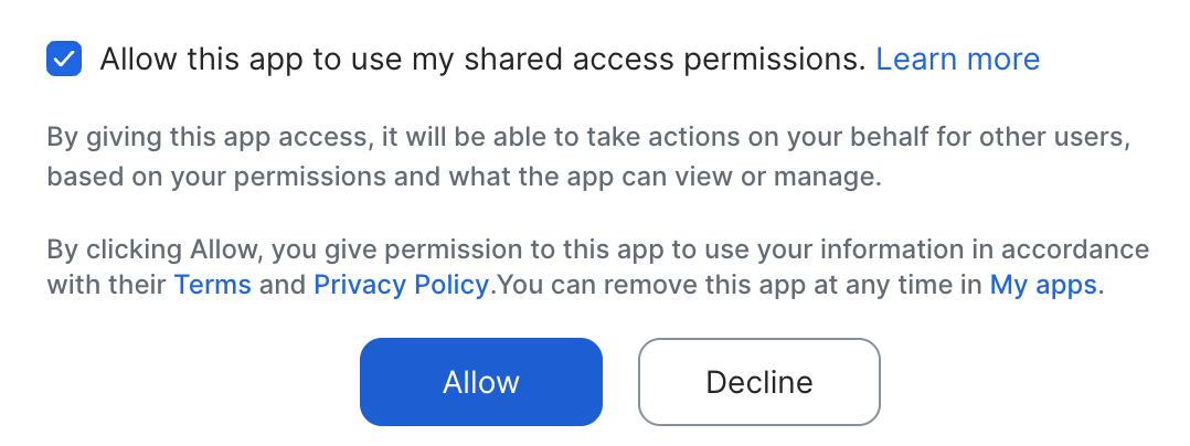 The Zoom permissions screen where you approve access for Skej.